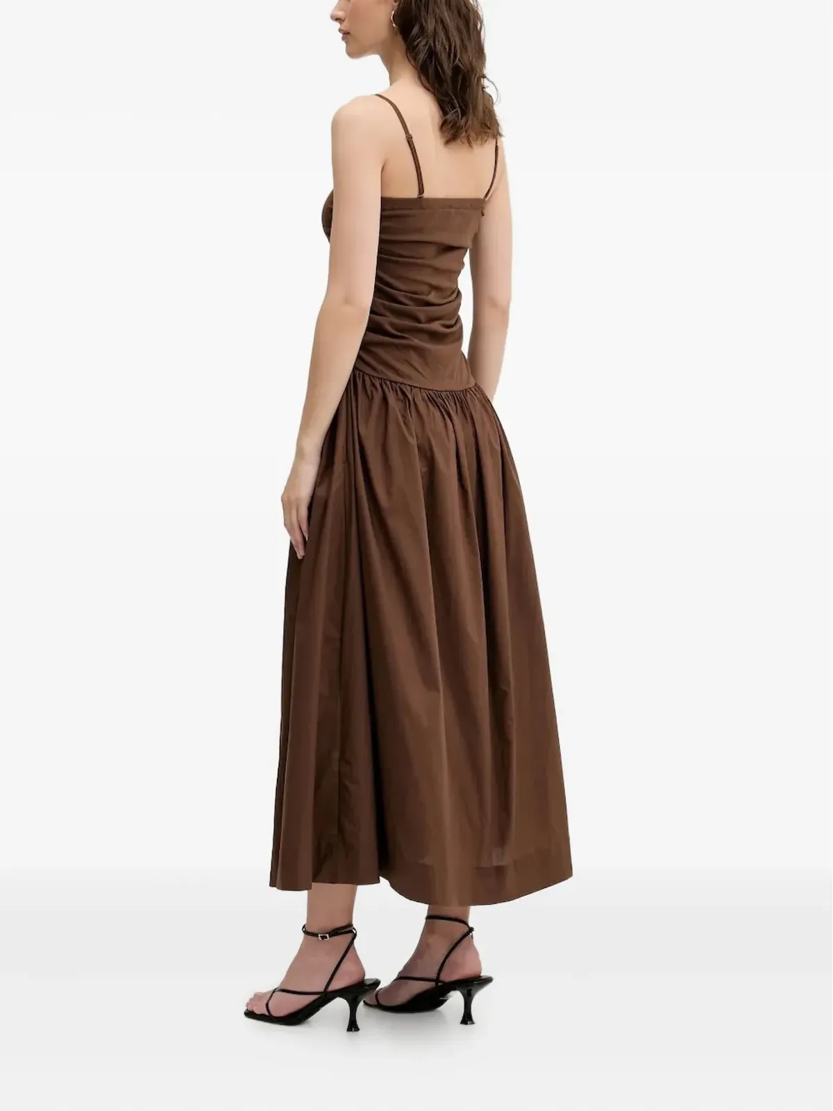 NEVER FULLY DRESSED Lola gathered-waist midi dress - Brown - 画像2