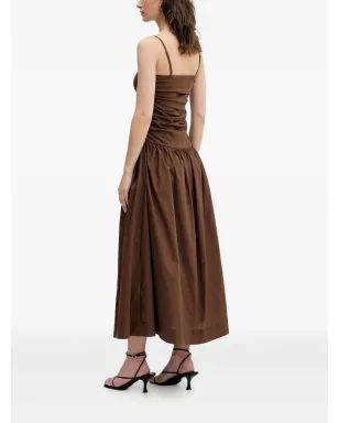 NEVER FULLY DRESSED Lola gathered-waist midi dress - Brown - サムネイル2