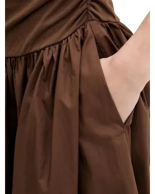 NEVER FULLY DRESSED Lola gathered-waist midi dress - Brown - サムネイル4