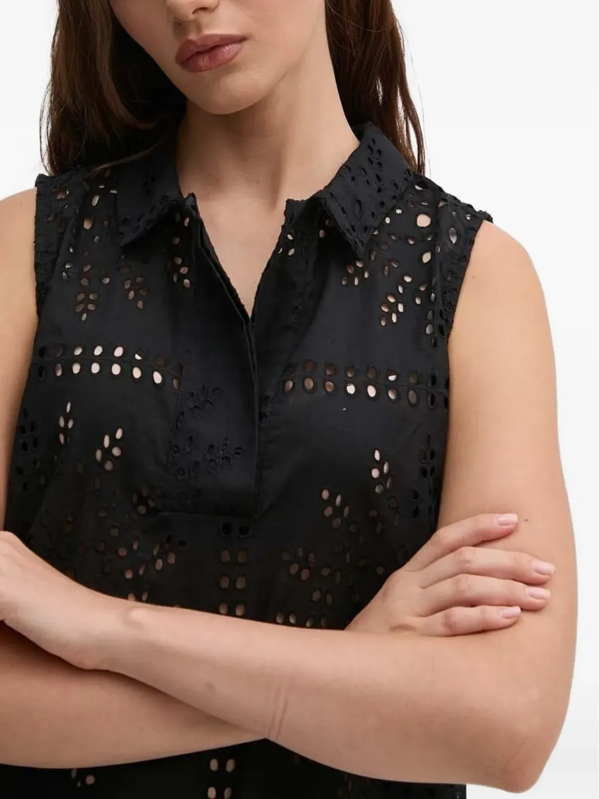 Sandro Ferrone アイレット刺繍ノースリーブブラウス - 画像3