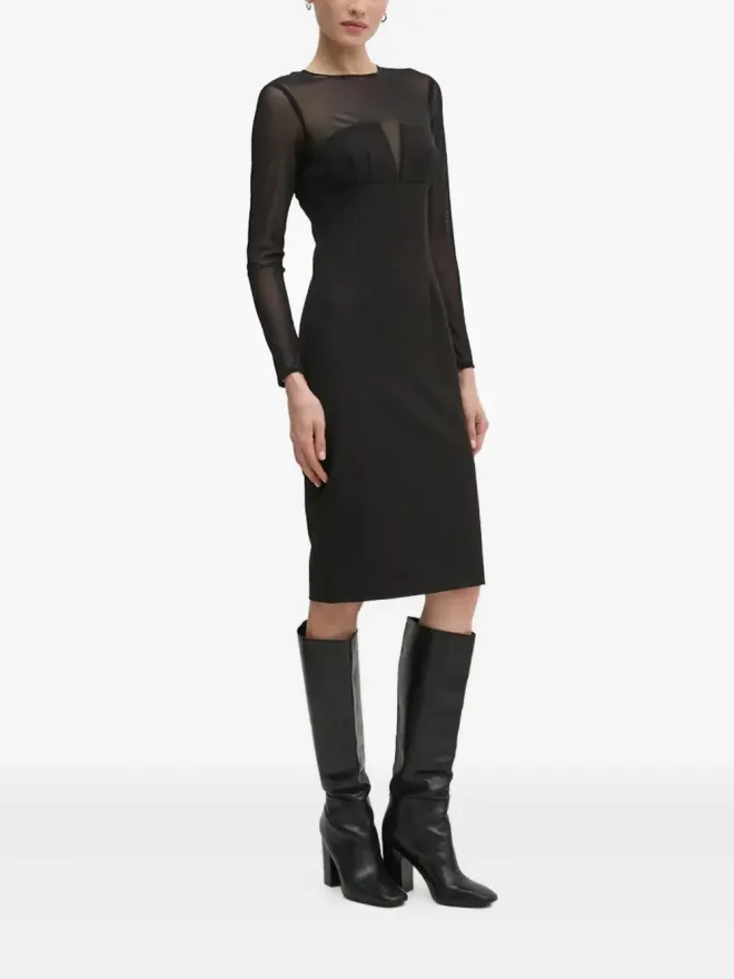 Sandro Ferrone Sandro Ferrone メッシュパネル長袖ミディドレスの商品画像