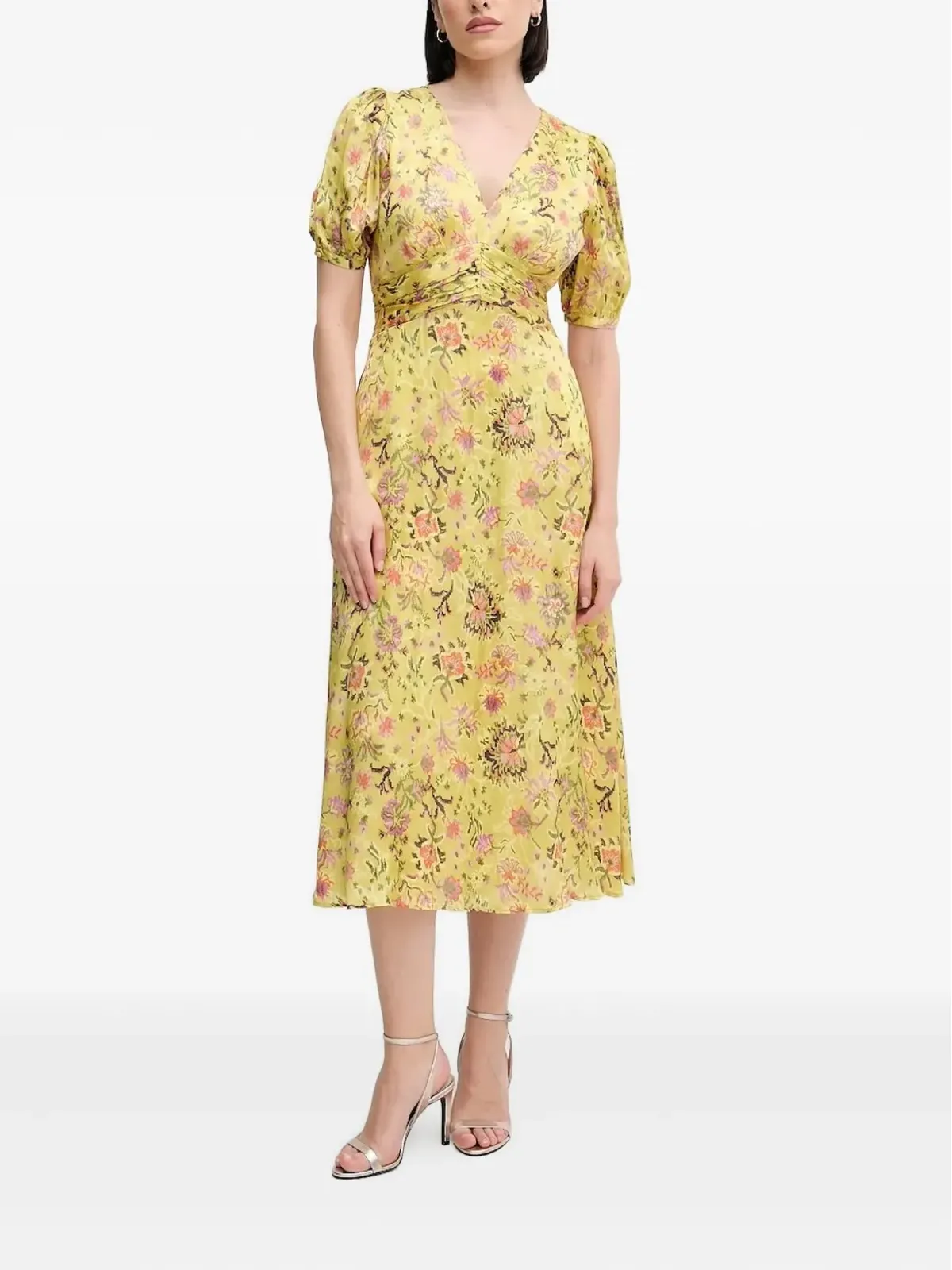 Pedro Del Hierro パフスリーブ花柄ミディドレス - 画像1