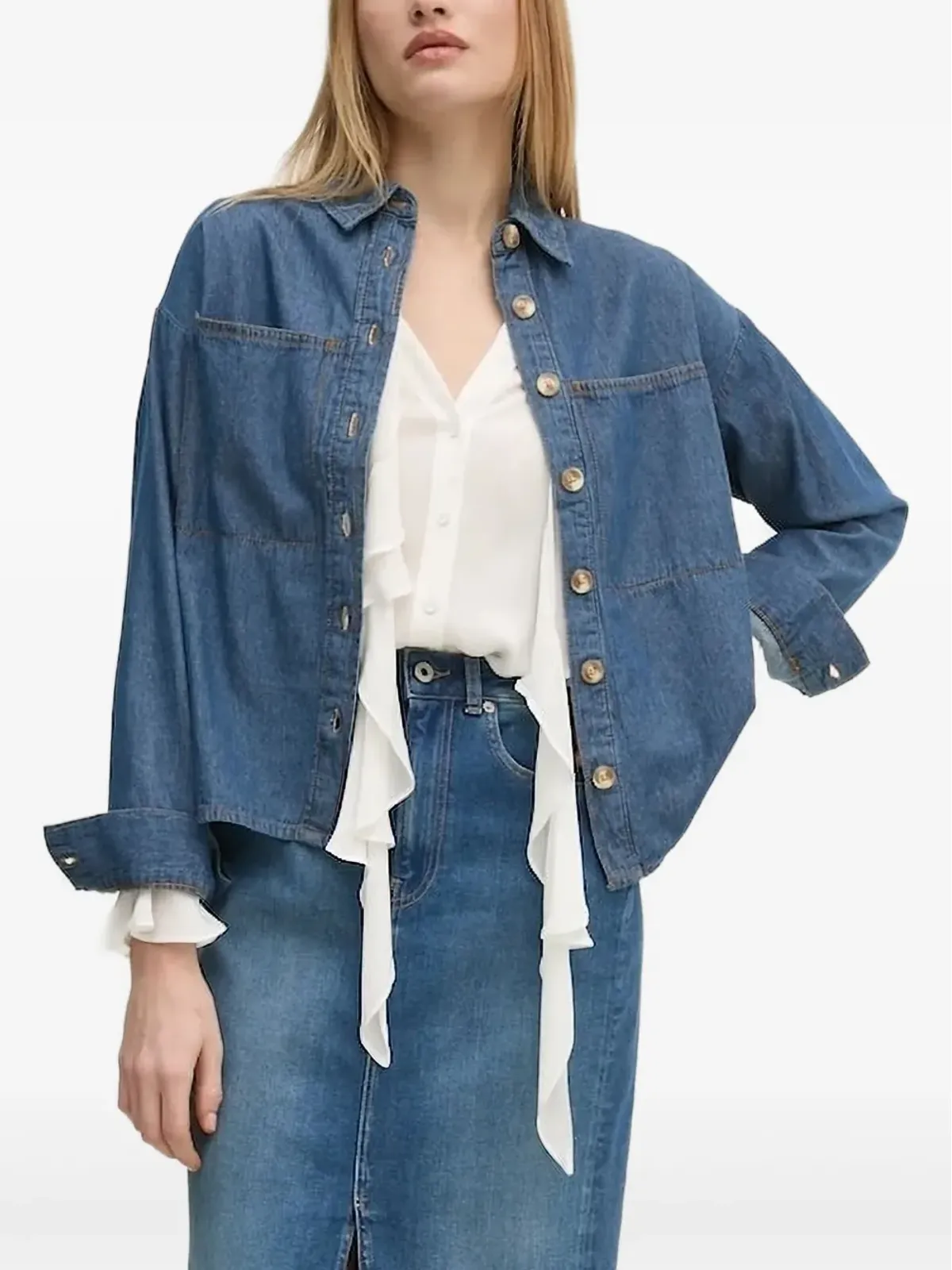 Pedro Del Hierro パッチポケットデニムシャツ - 画像1