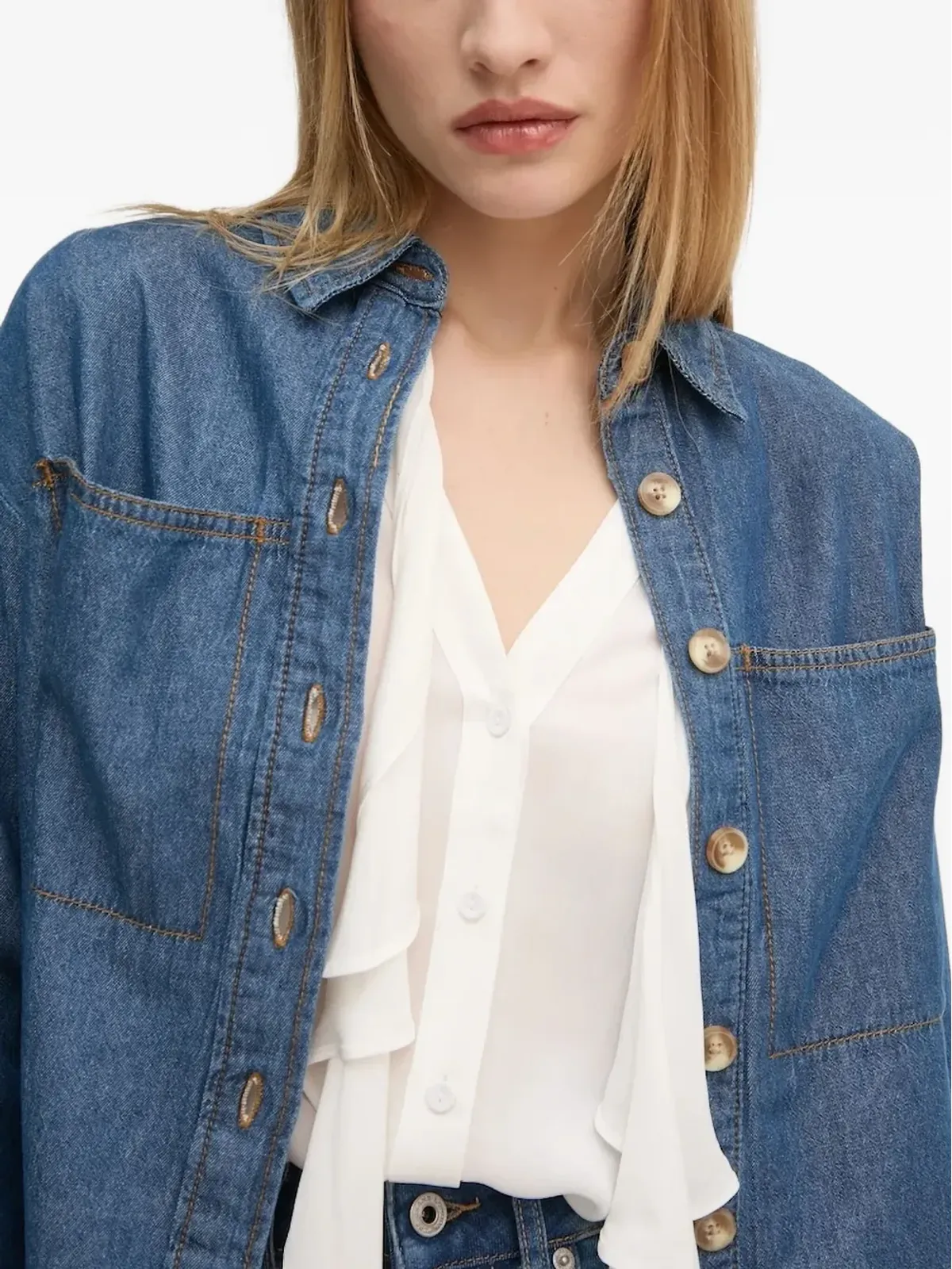 Pedro Del Hierro パッチポケットデニムシャツ - 画像3
