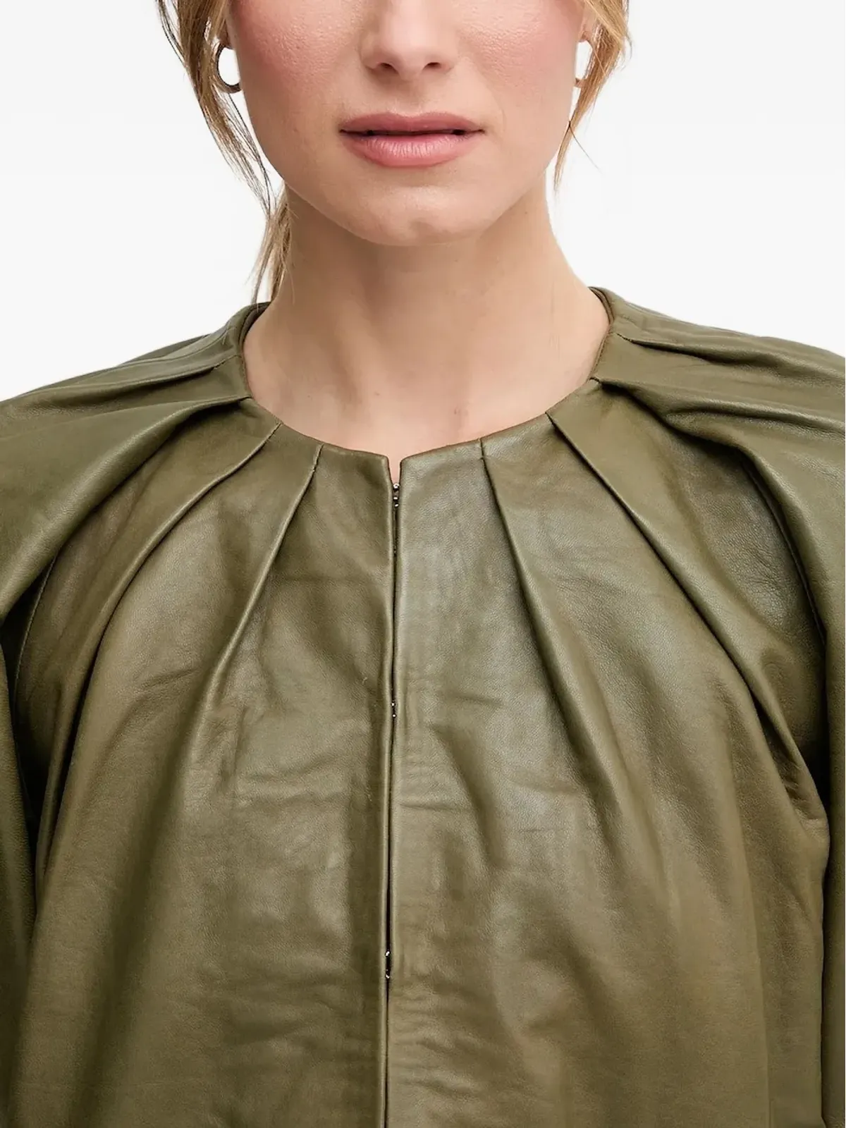 Pedro Del Hierro プリーツレザージャケット - 画像4
