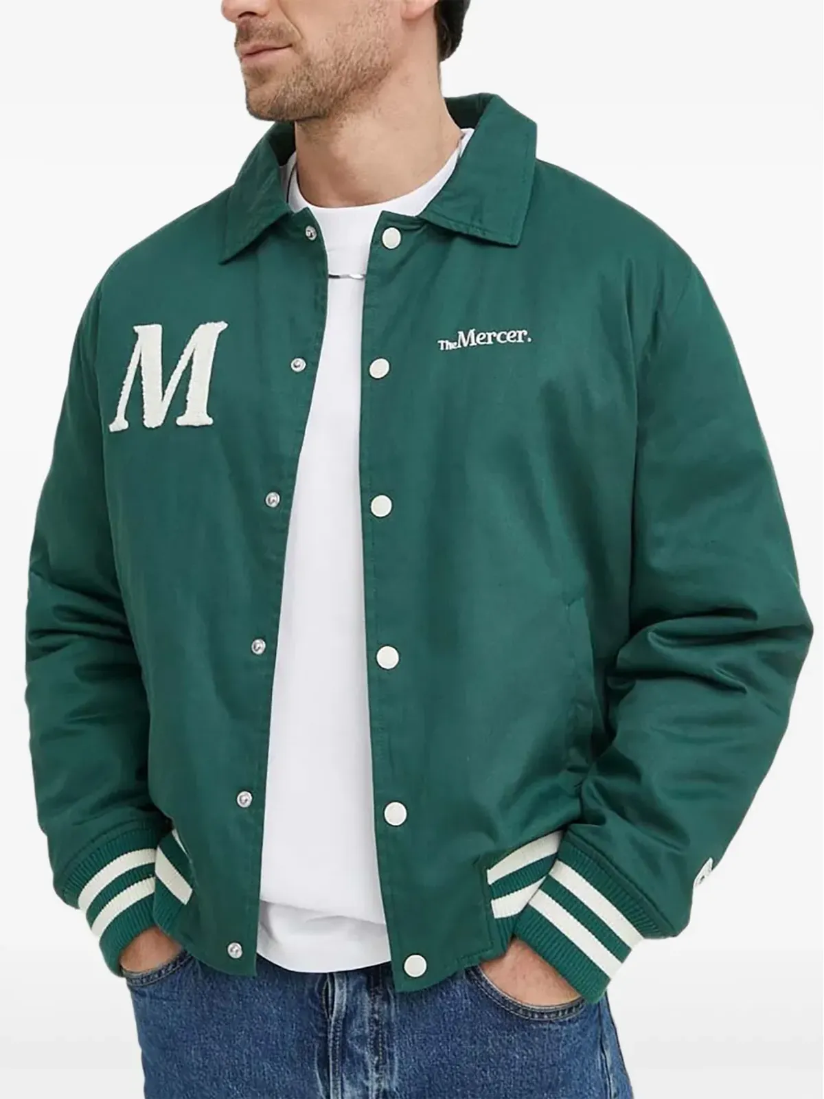 The Mercer Brand Varsity embroidery jacket - Green - 画像3