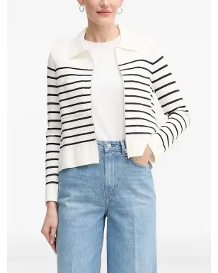 Pedro Del Hierro ストライプ柄ジップアップカーディガン - ホワイト - サムネイル1