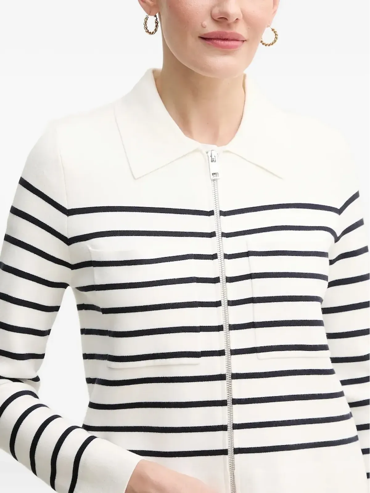 Pedro Del Hierro ストライプ柄ジップアップカーディガン - ホワイト - 画像3