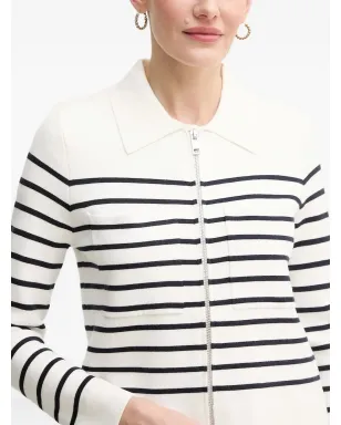 Pedro Del Hierro ストライプ柄ジップアップカーディガン - ホワイト - サムネイル3
