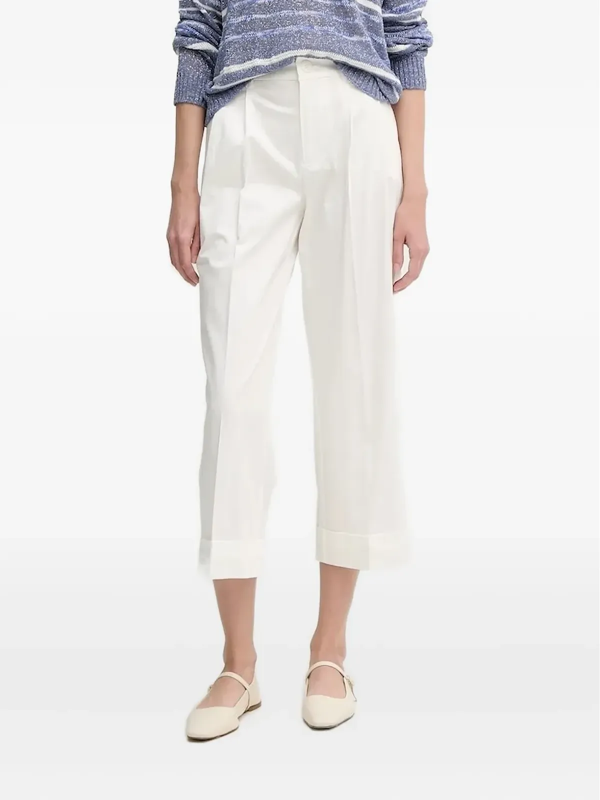 Pedro Del Hierro ウエストゴム裾カフ クロップドパンツ - White - 画像1
