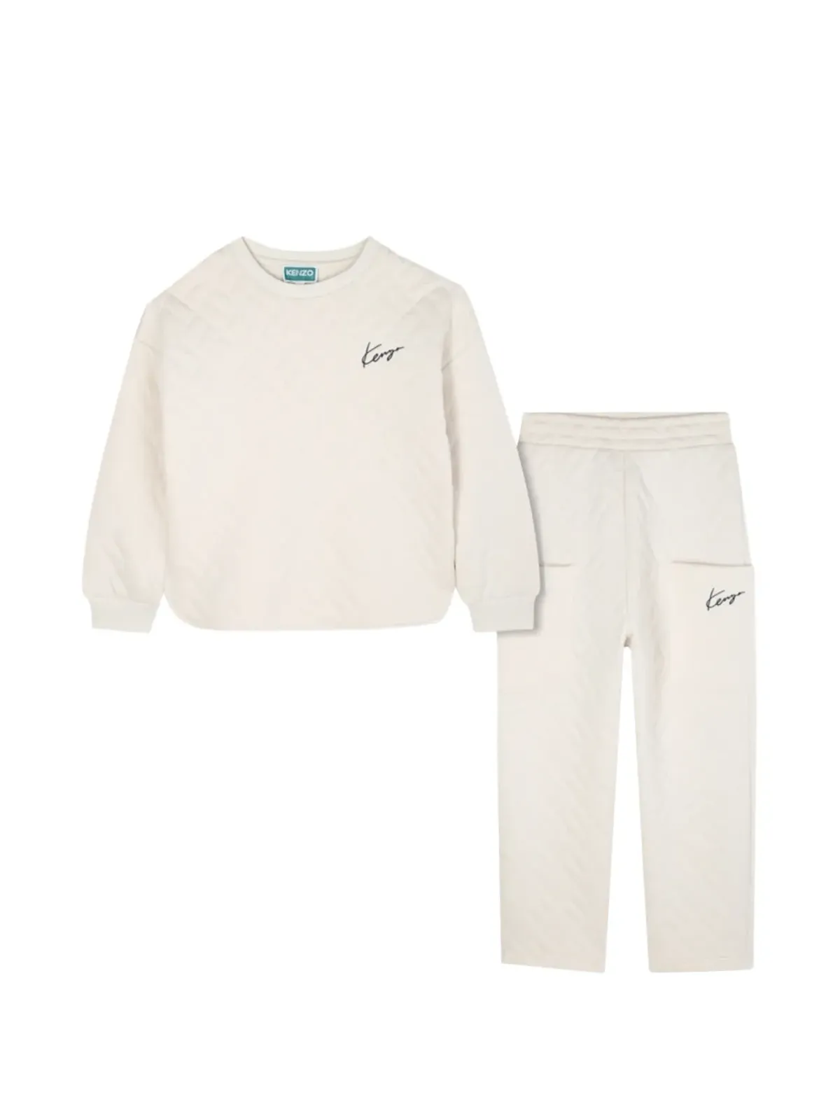 Kenzo Kids オフホワイト系スウェットシャツとパンツのセット - 画像1