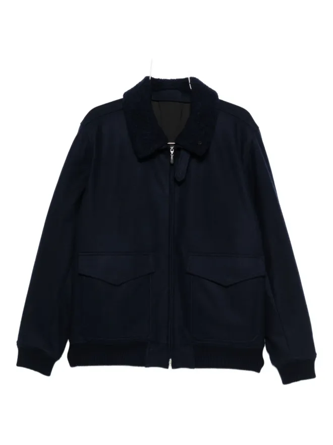 Gran Sasso Gran Sasso ネイビー フリースカラー付きウールジャケットの商品画像