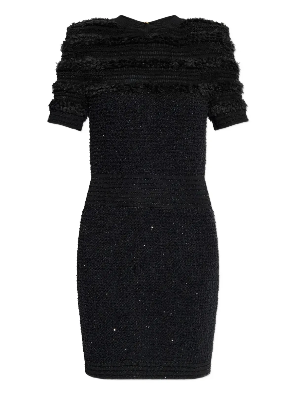 Balmain テクスチャード半袖ドレス - 画像1