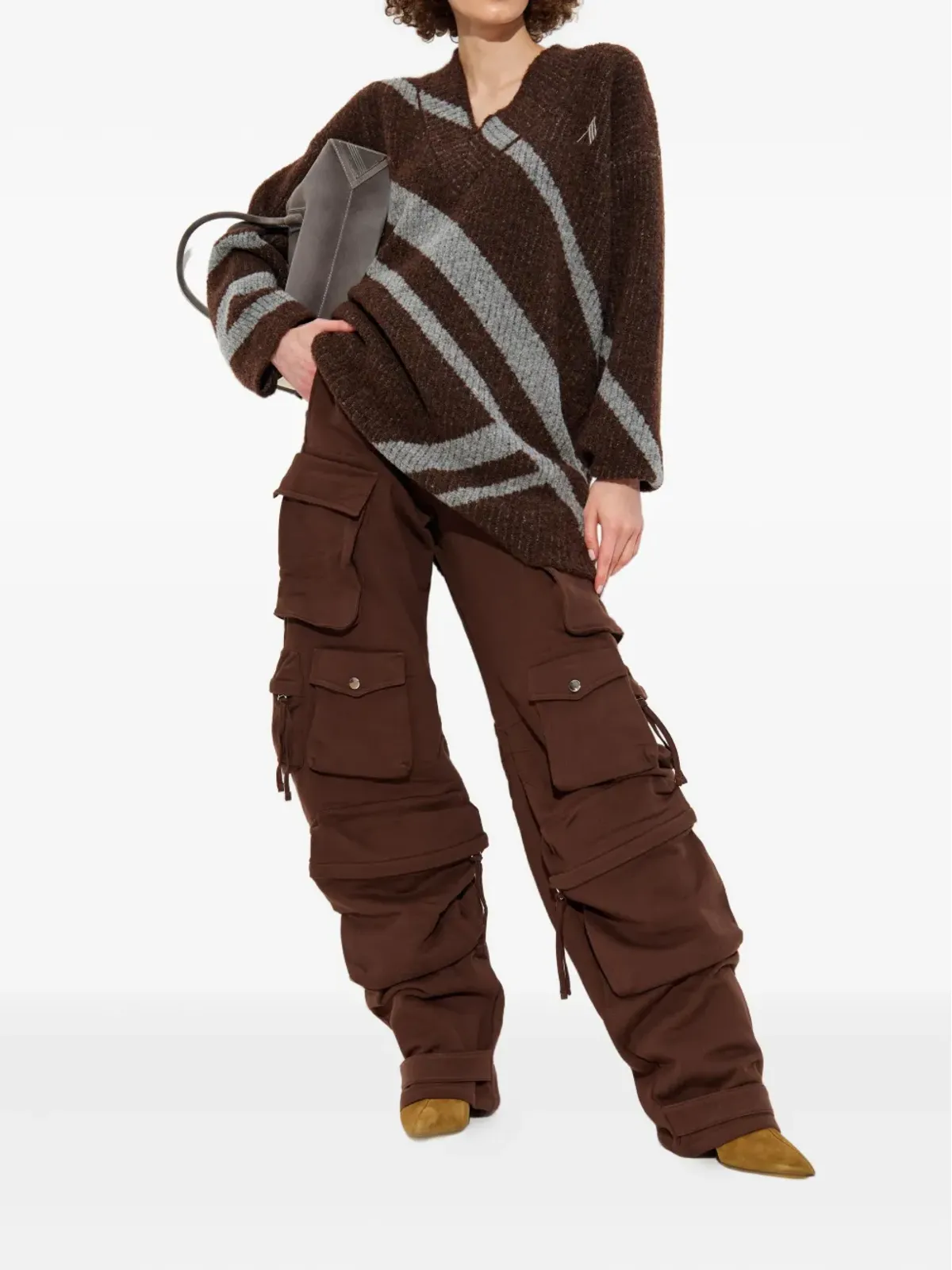 The Attico diagonal-stripe sweater - Brown - 画像2