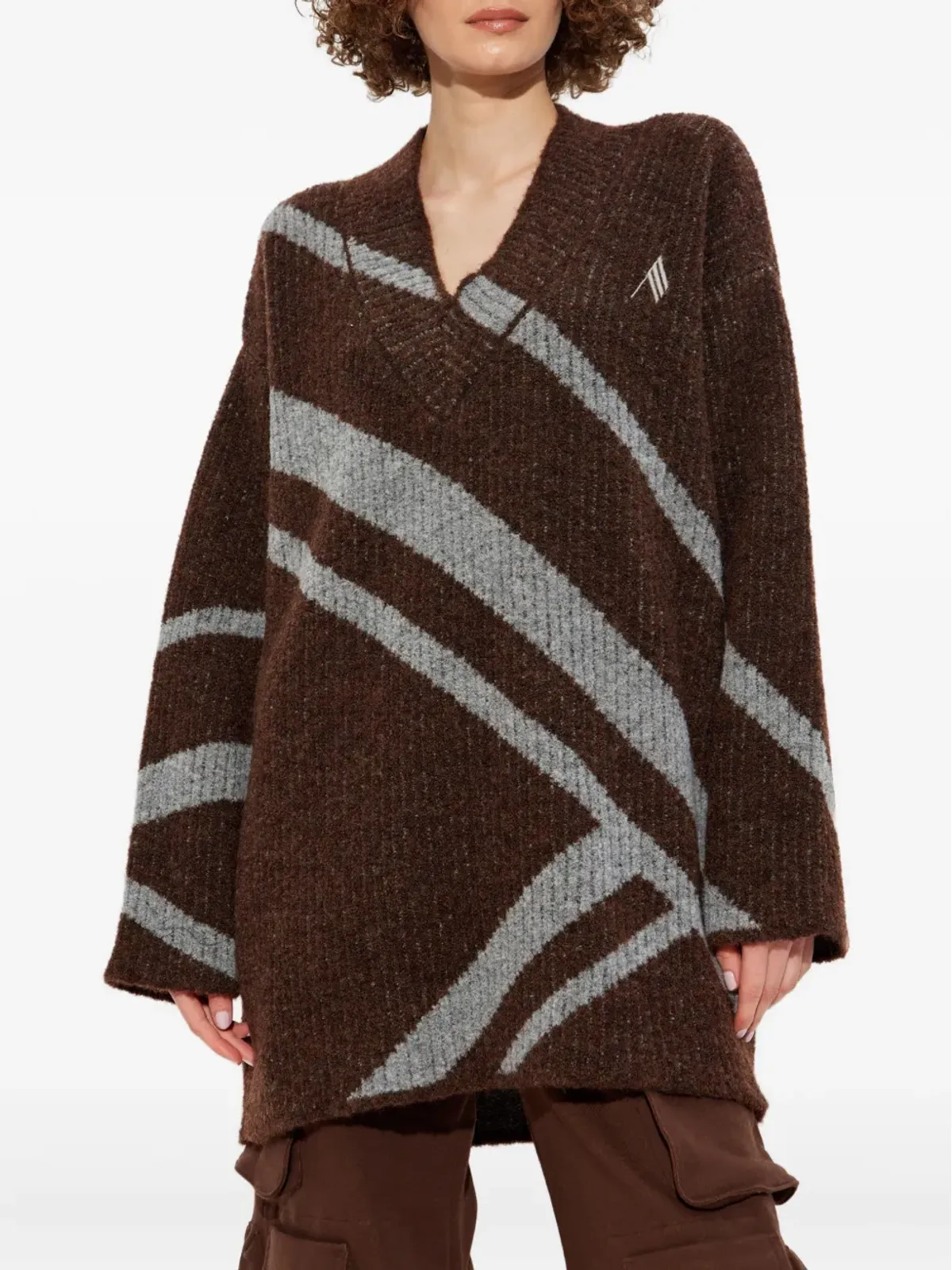 The Attico diagonal-stripe sweater - Brown - 画像3