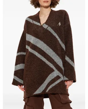 The Attico diagonal-stripe sweater - Brown - サムネイル3