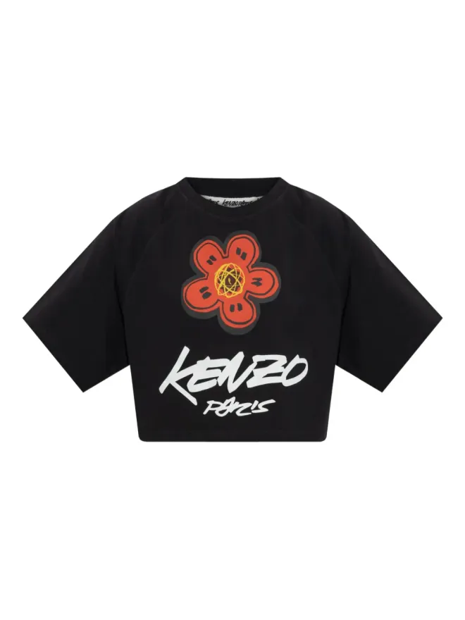 Kenzo Kenzo ボケフラワー クロップドTシャツ - ブラックの商品画像