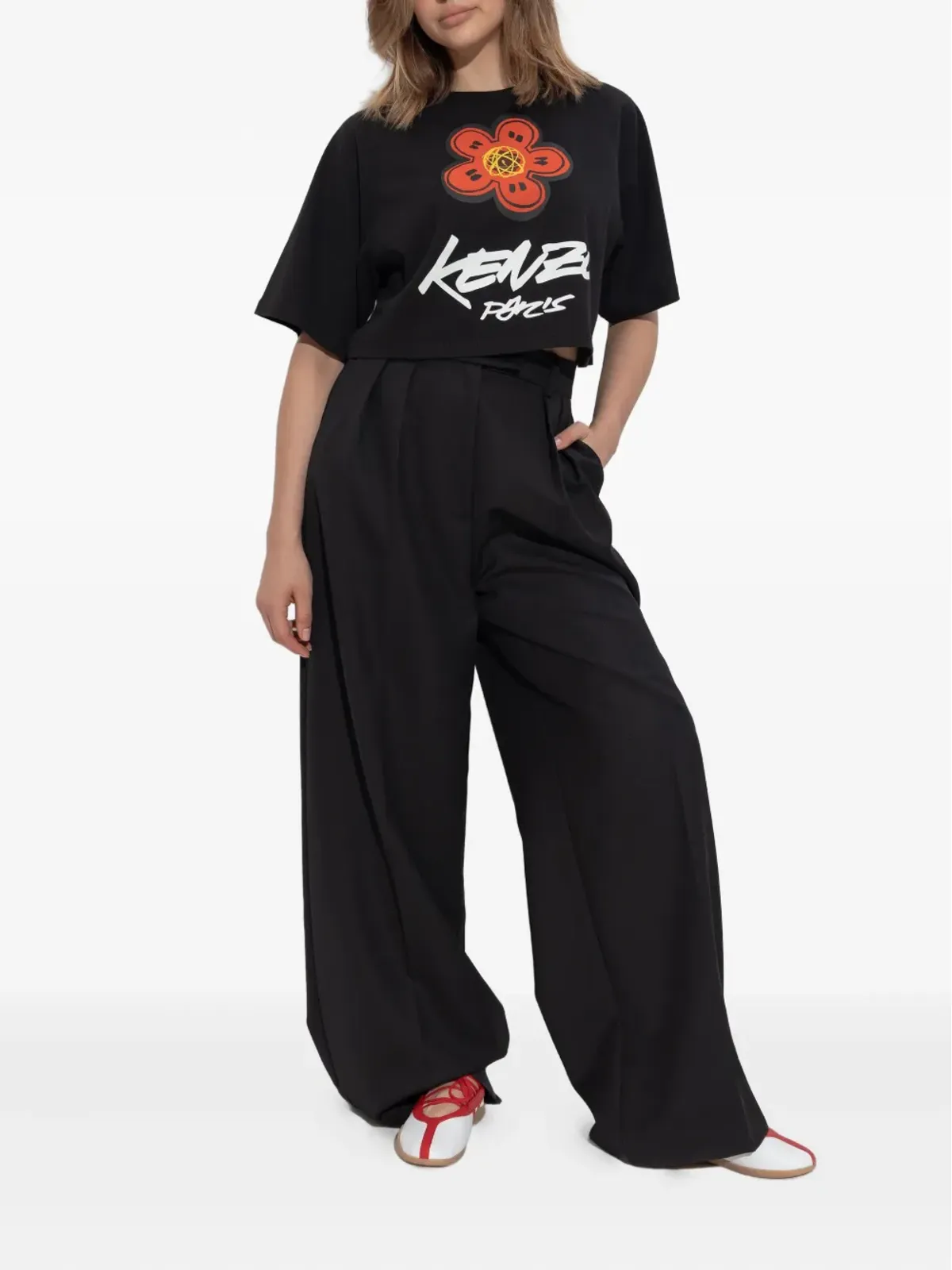 Kenzo ボケフラワー クロップドTシャツ - ブラック - 画像2