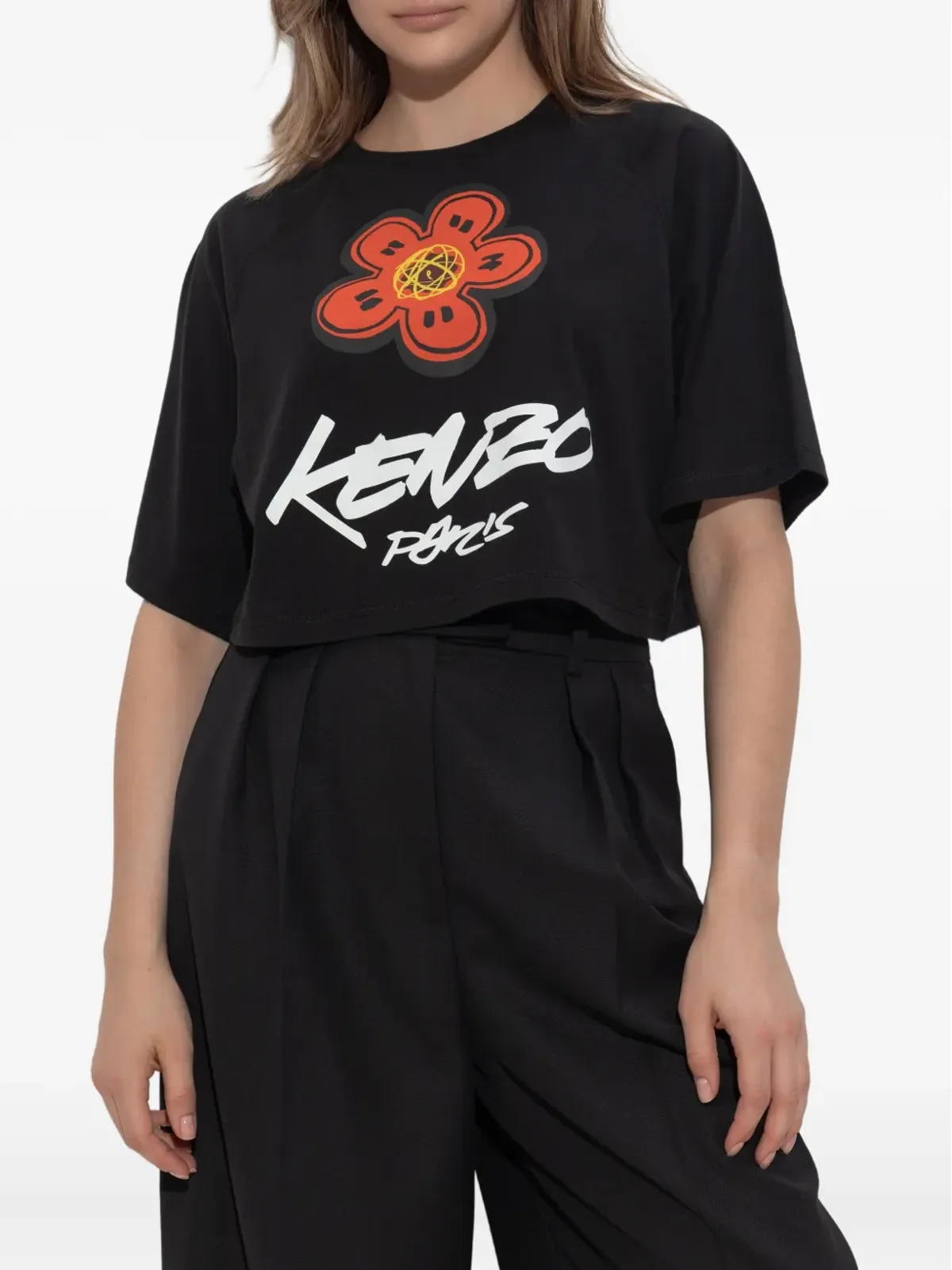 Kenzo ボケフラワー クロップドTシャツ - ブラック - 画像3