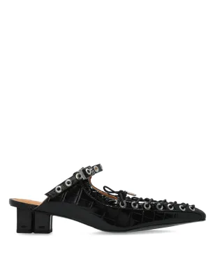 GANNI 50mmバックル付きレースアップミュール - サムネイル1