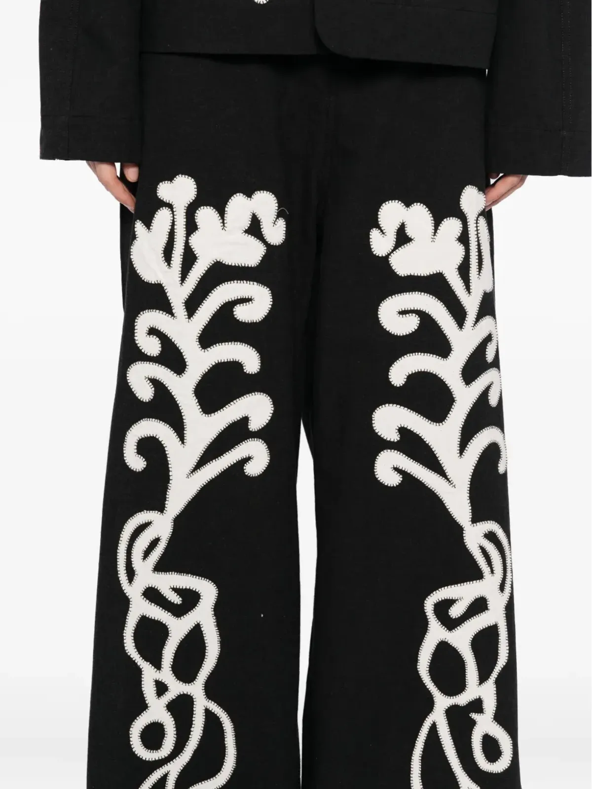 Kinyan Lam アップリケ ハンドエンブロイダリー ストレートジーンズ - ブルー - 画像5