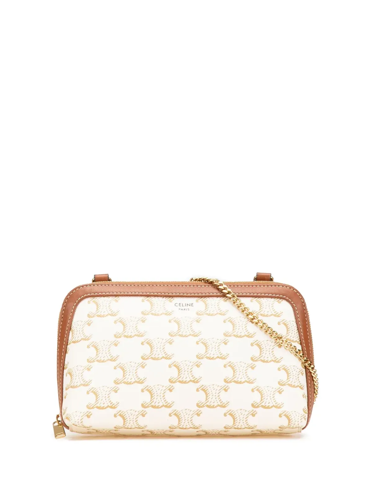Celine Pre-Owned Triomphe コーテッドキャンバス クラッチ／オンチェーン クロスボディバッグ - 画像1