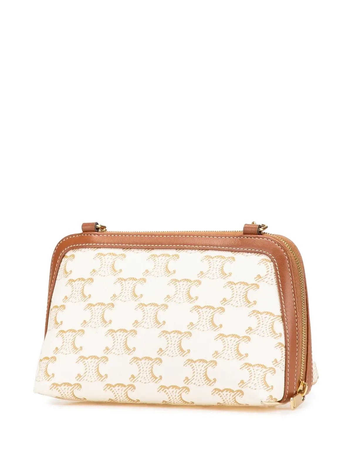 Celine Pre-Owned Triomphe コーテッドキャンバス クラッチ／オンチェーン クロスボディバッグ - 画像3