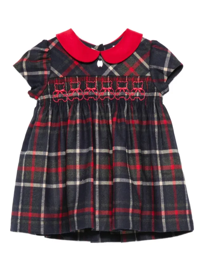 Patachou Patachou チェック柄スモックドレス ブルーの商品画像