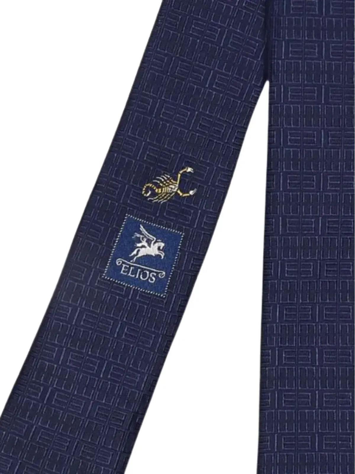 Elios Milano サソリの幾何学柄シルクタイ - 画像2