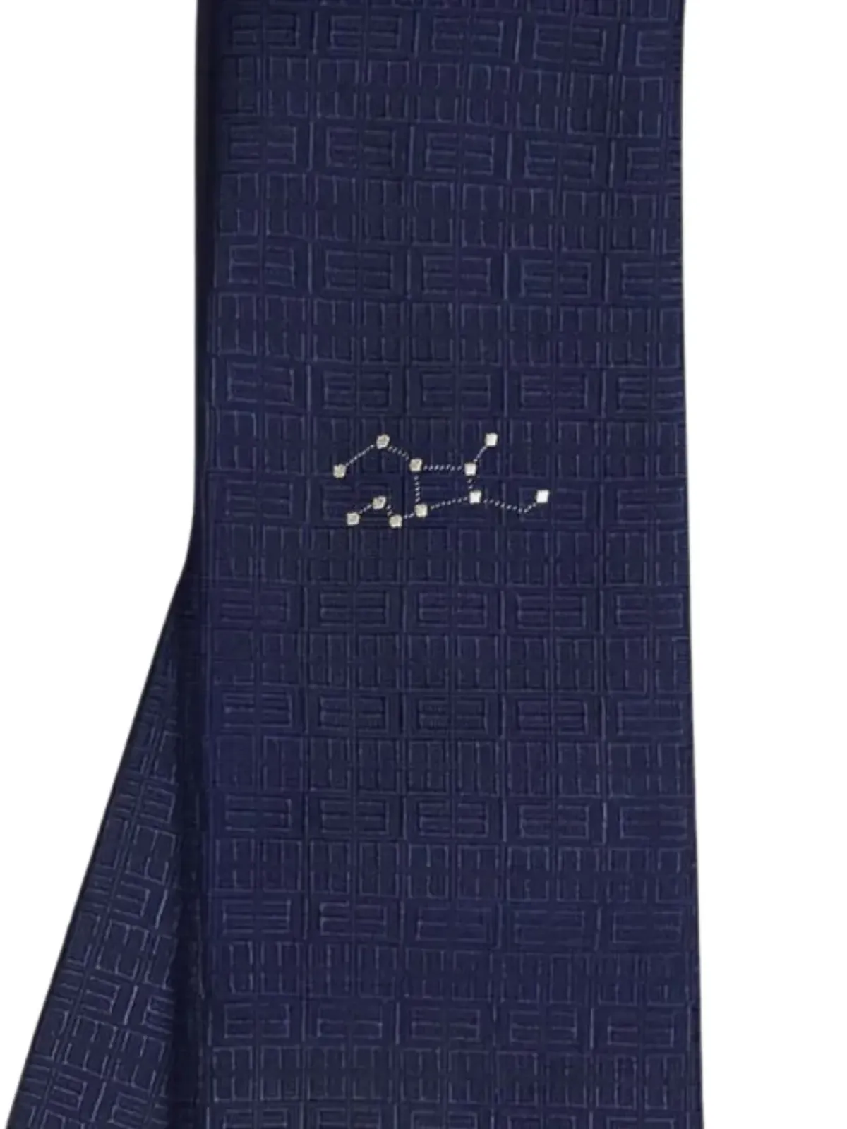 Elios Milano Virgo 幾何柄シルクタイ ブルー - 画像2