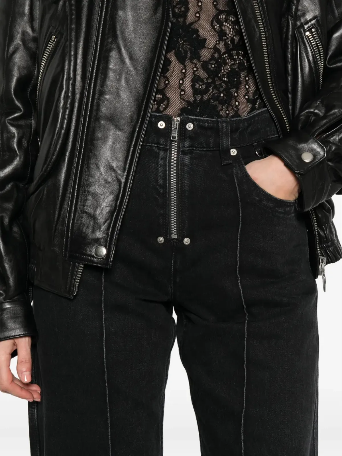 ISABEL MARANT ステリナ ジップフライ パネルド ジーンズ - ブラック - 画像5