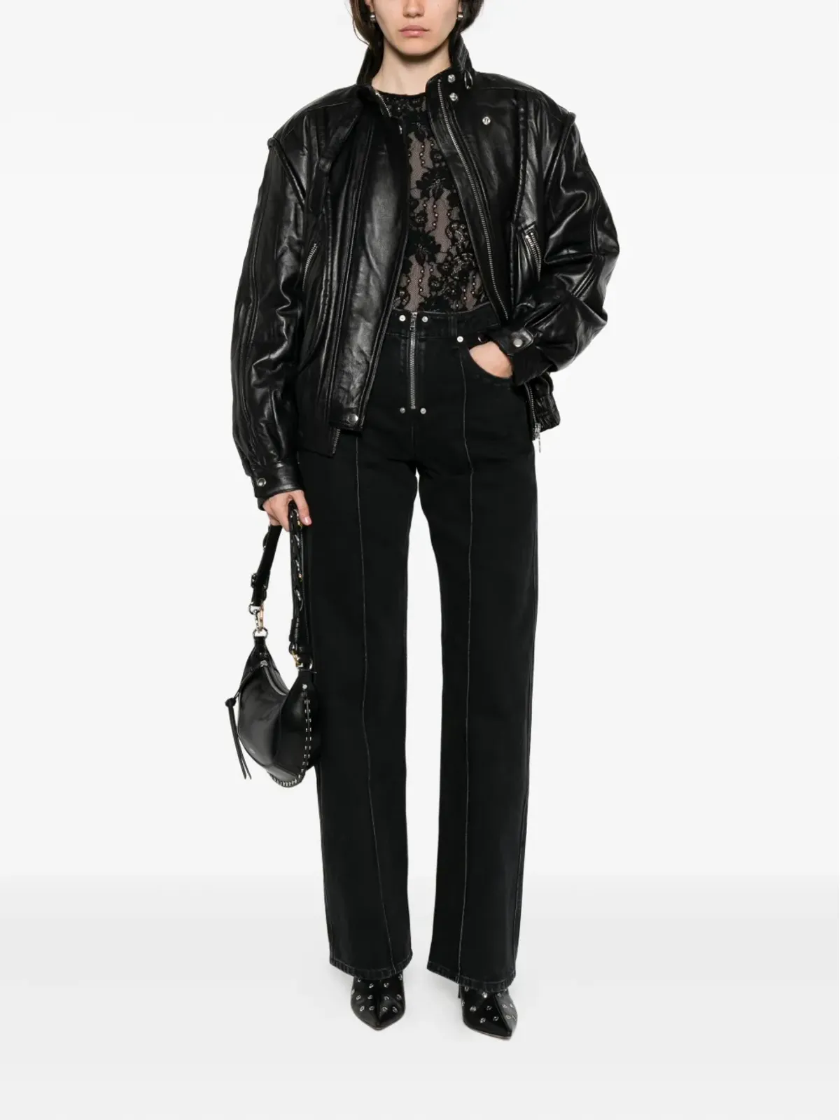 ISABEL MARANT ステリナ ジップフライ パネルド ジーンズ - ブラック - 画像2