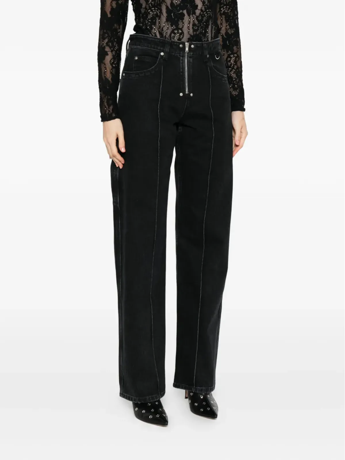 ISABEL MARANT ステリナ ジップフライ パネルド ジーンズ - ブラック - 画像3