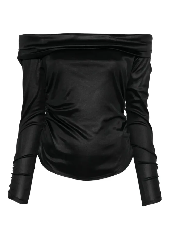 Isabel Marant ISABEL MARANT Enesa off-shoulder ruched top - Blackの商品画像