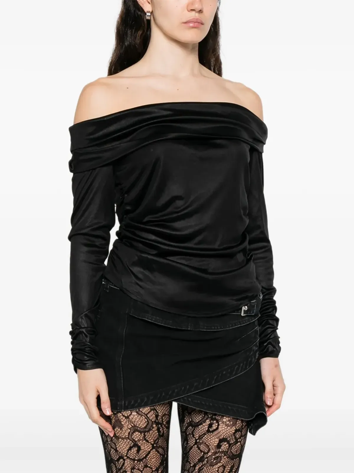 ISABEL MARANT Enesa off-shoulder ruched top - Black - 画像3