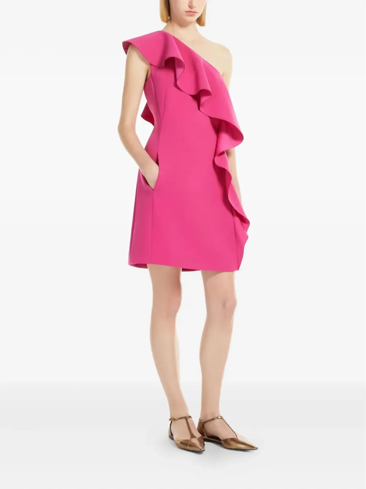 Max Mara ワンショルダー・フリルドレス ピンク - 画像2