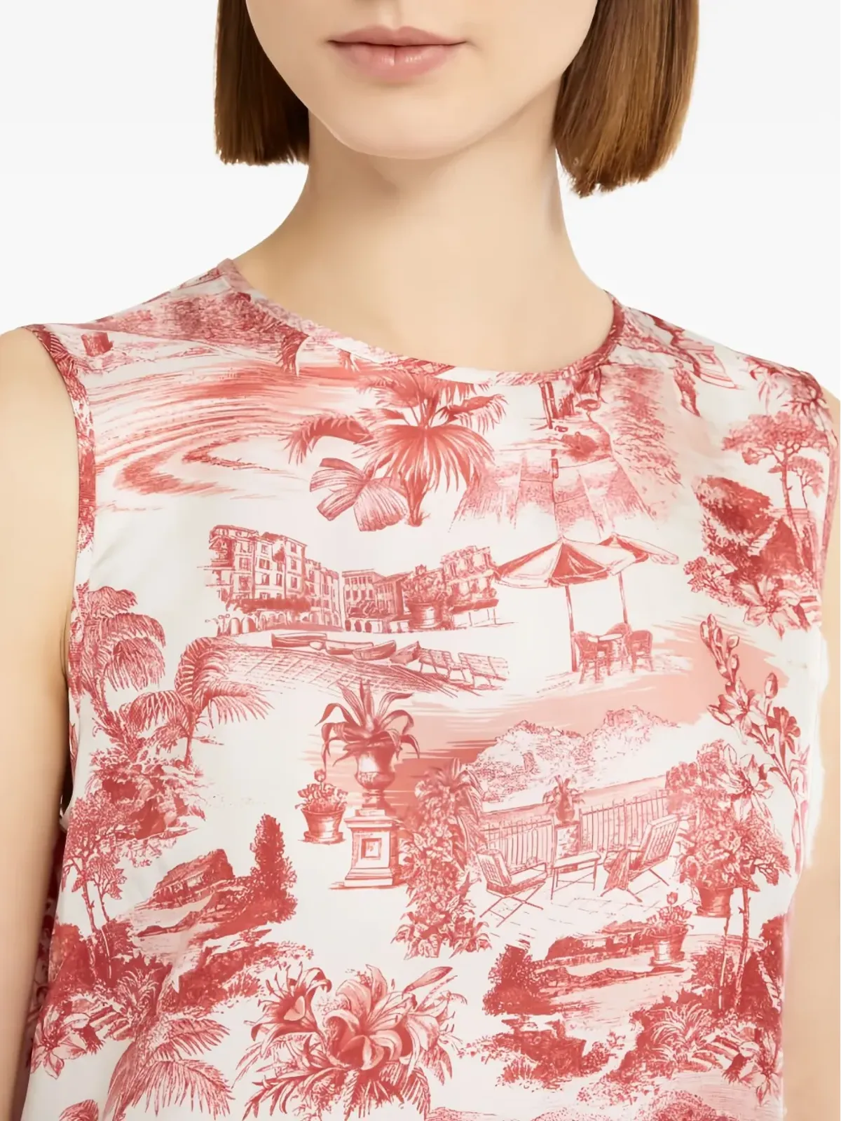 Max Mara グラフィックプリント ノースリーブトップ レッド - 画像5