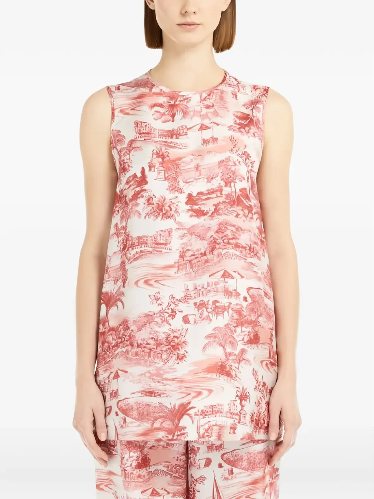 Max Mara グラフィックプリント ノースリーブトップ レッド - 画像3