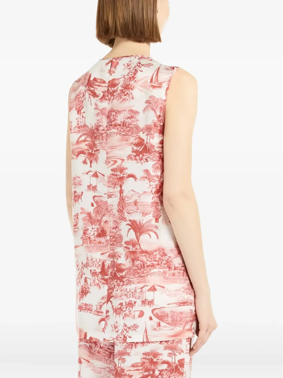 Max Mara グラフィックプリント ノースリーブトップ レッド - 画像4