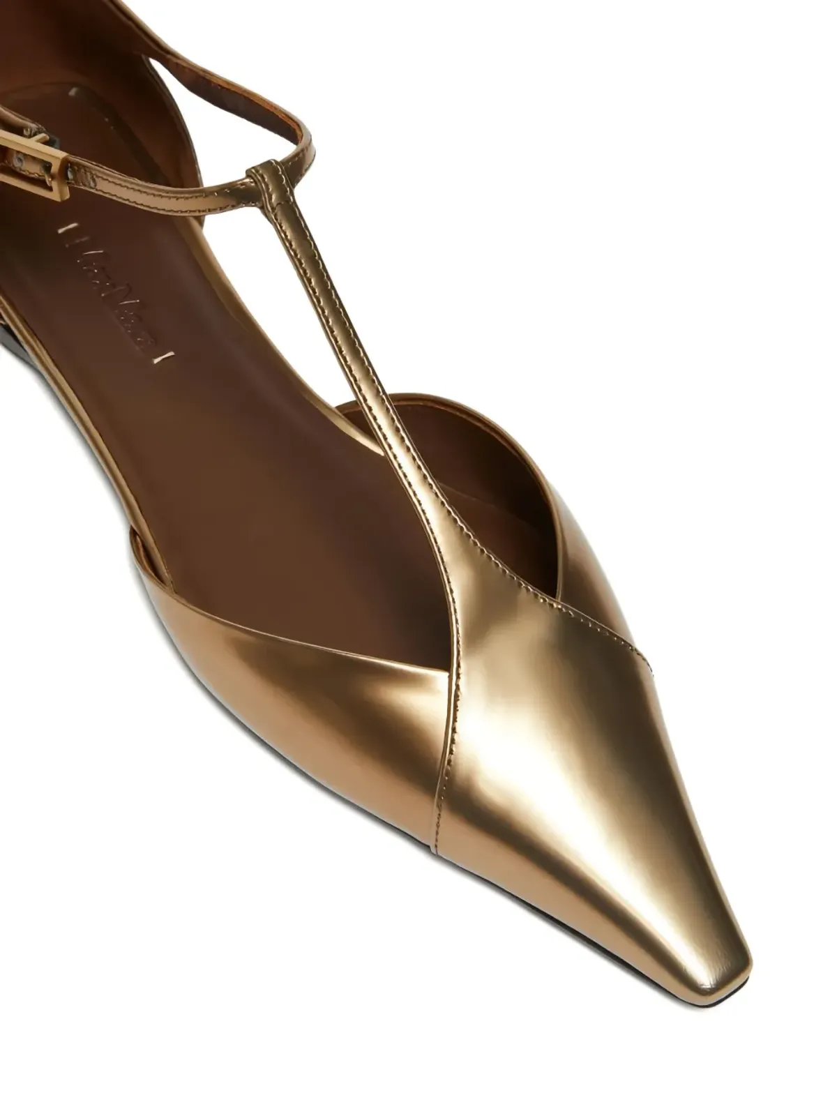 Max Mara メタリック ポインテッドトゥ バレエフラット - 画像4