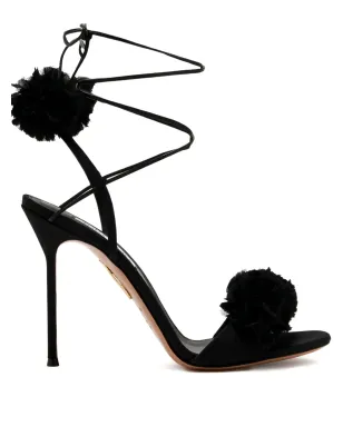 Aquazzura チェリーキス ポンポムタイ サンダル ブラック - サムネイル1