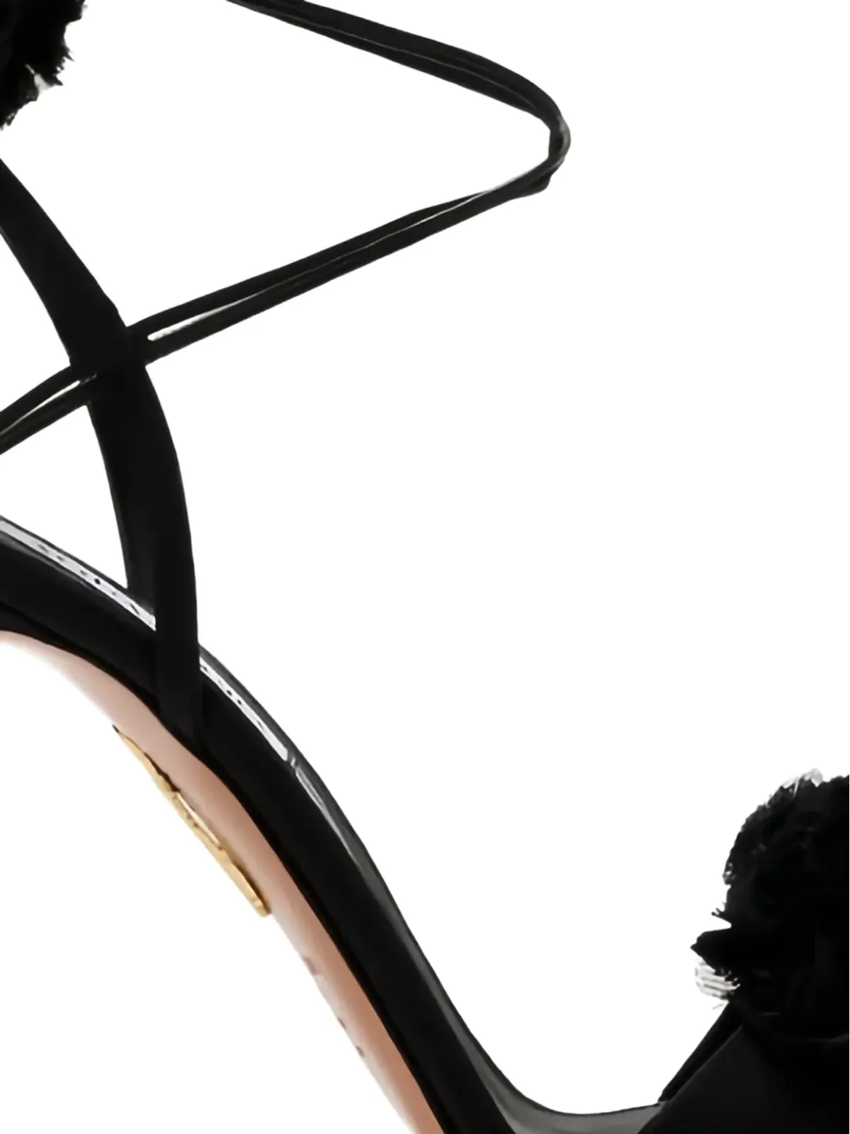 Aquazzura チェリーキス ポンポムタイ サンダル ブラック - 画像2