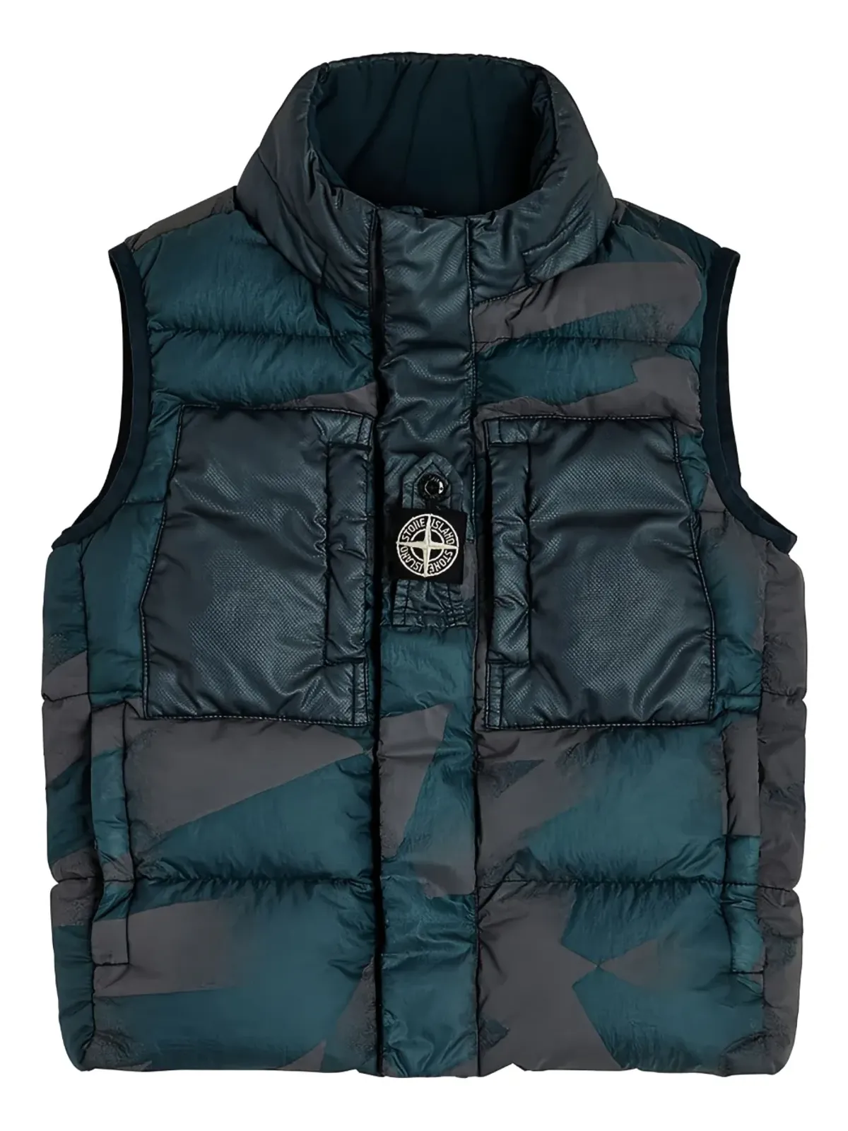 Stone Island Junior カモフラージュ キルテッド ジレ ブルー - 画像1