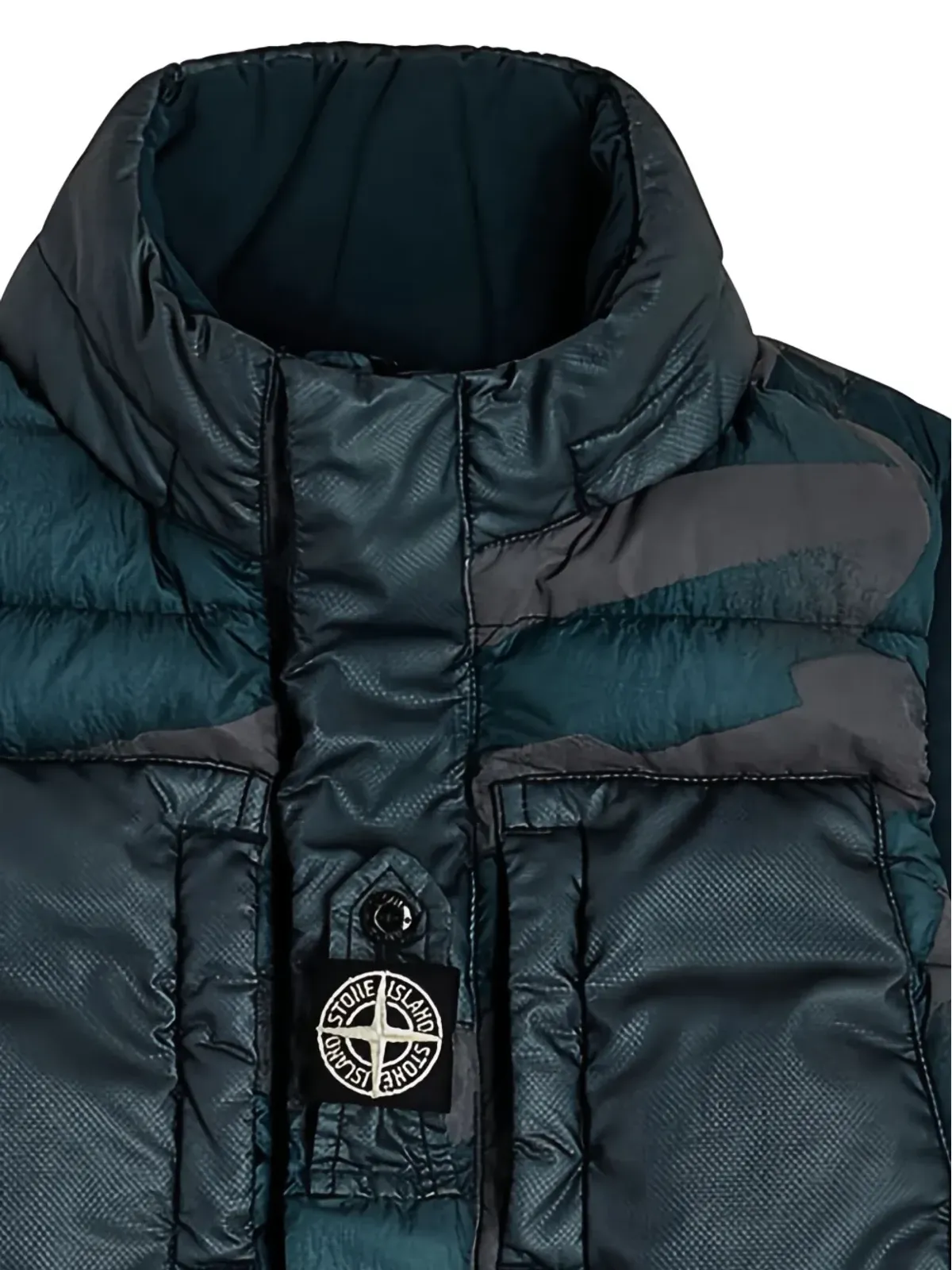 Stone Island Junior カモフラージュ キルテッド ジレ ブルー - 画像2