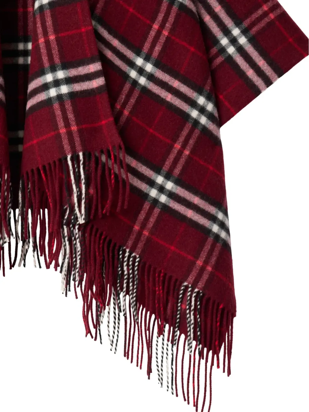 Burberry チェック柄フリンジケープ - 画像2