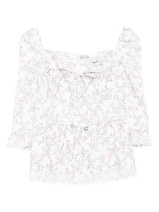 Coperni Coperni 花柄プリントのフリルトップス - Whiteの商品画像