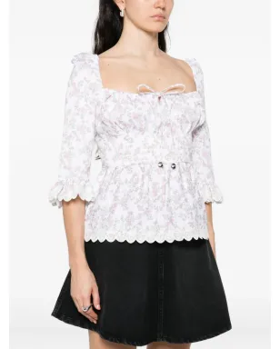 Coperni 花柄プリントのフリルトップス - White - サムネイル3