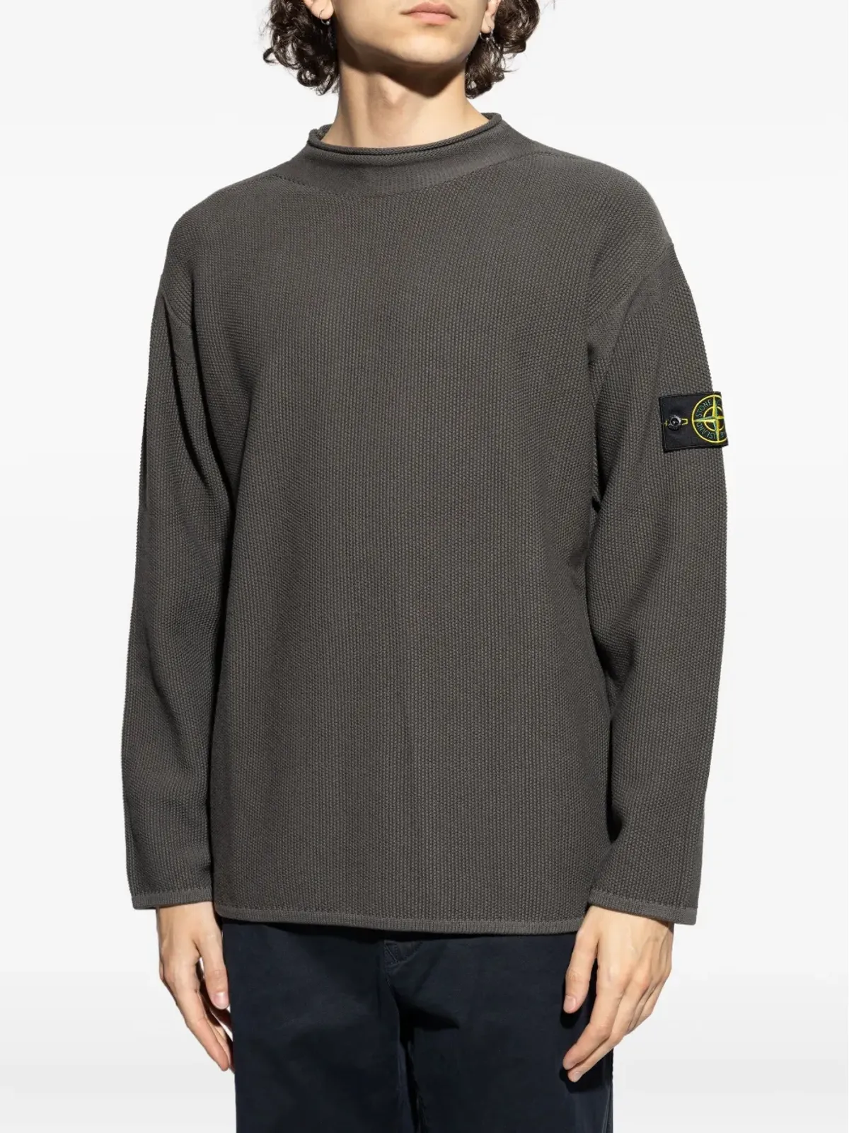Stone Island Compassバッジ付きニットセーター - グレー - 画像3