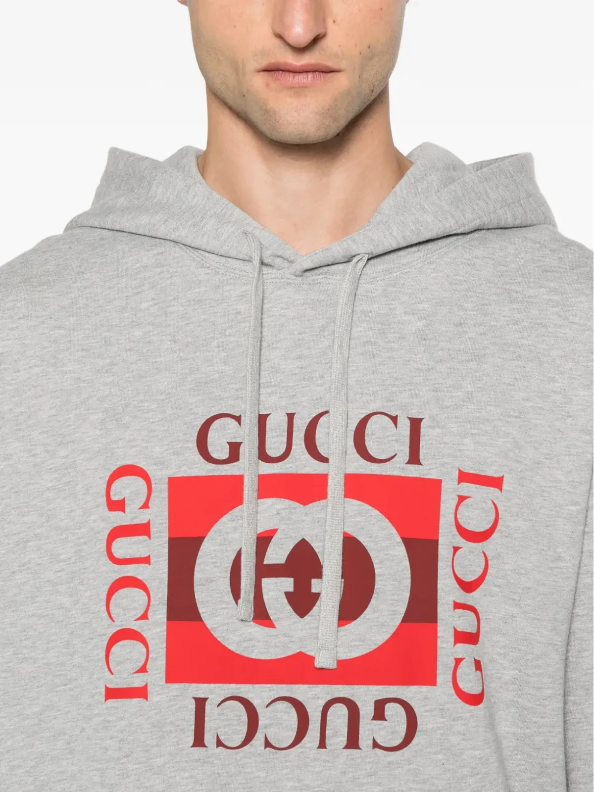 Gucci ロゴプリント コットン フーディー - グレー - 画像5