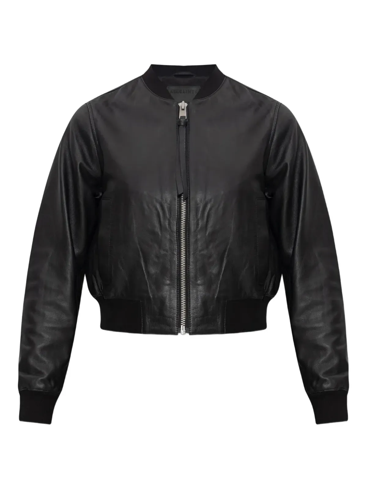 AllSaints Orten レザー ジップフロント ボンバージャケット - ブラック - 画像1